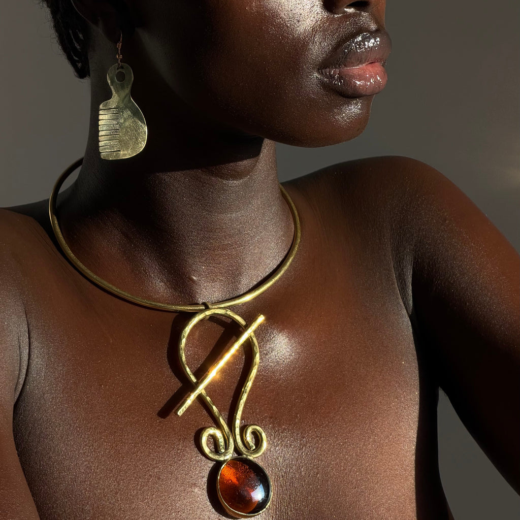 Amber Glass Neck Cuff
