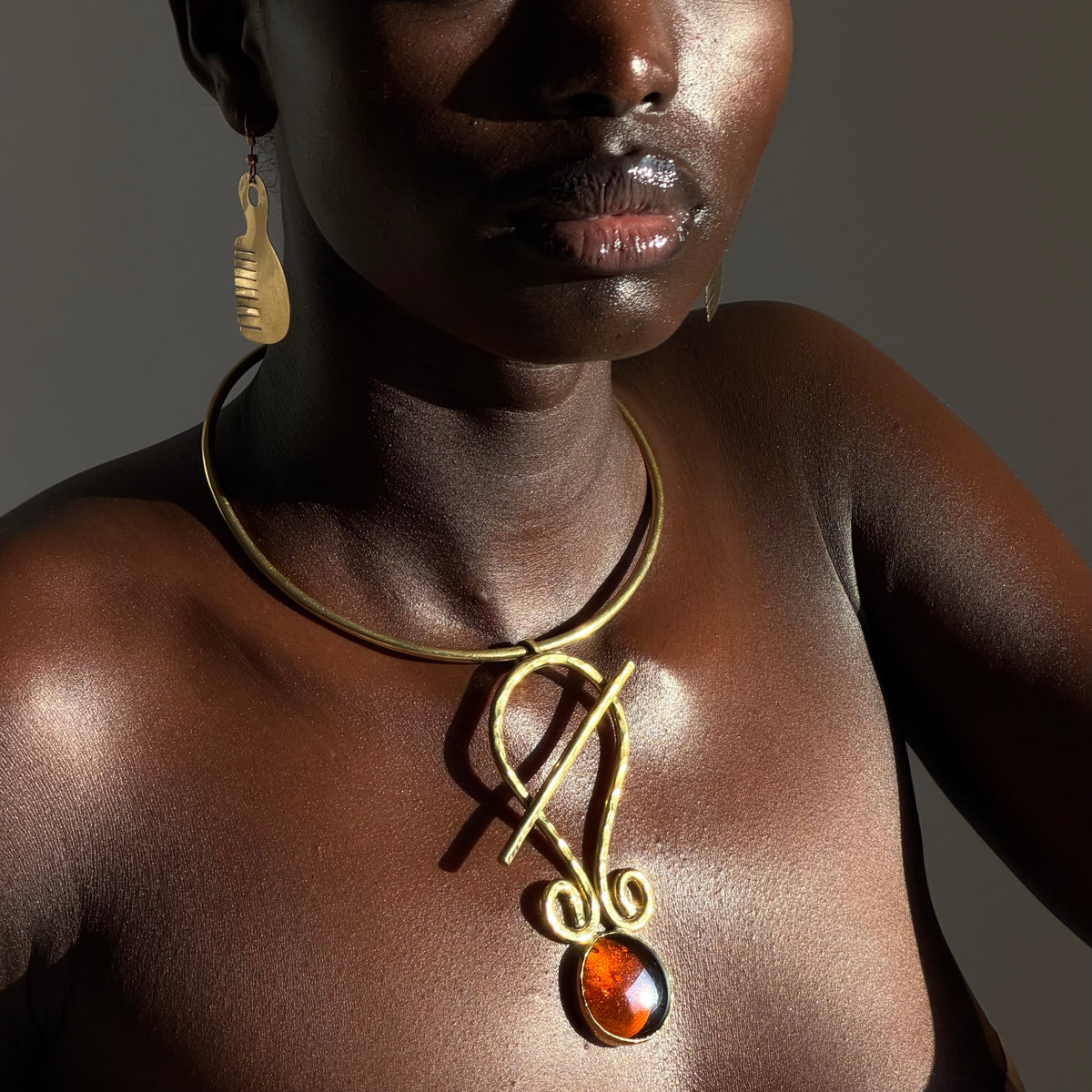 Amber Glass Neck Cuff