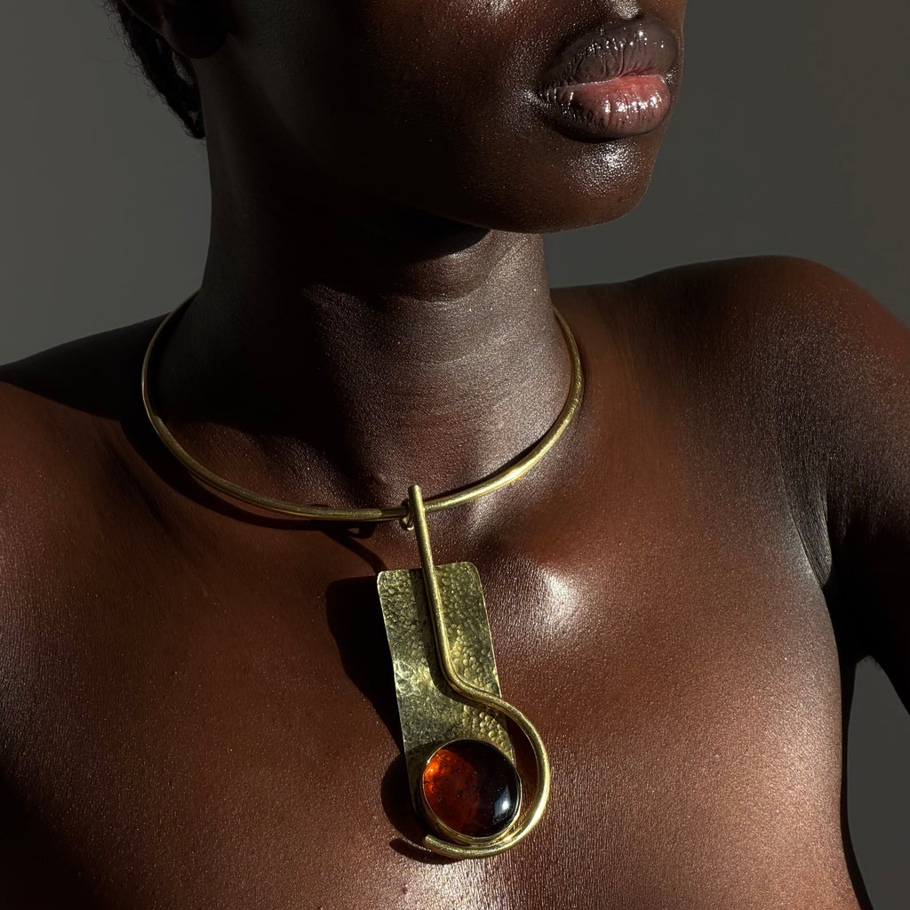 Amber Glass Neck Cuff