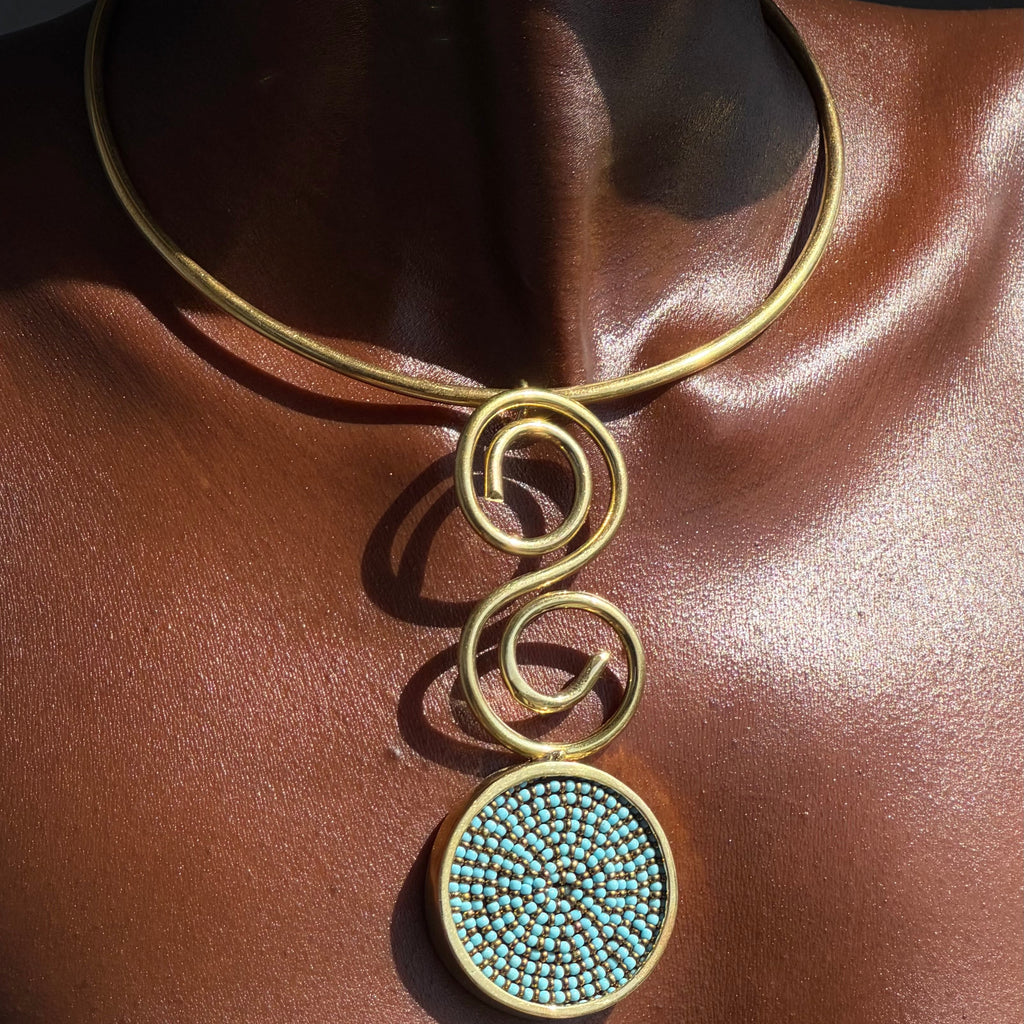 Sapphire bead Neck cuff