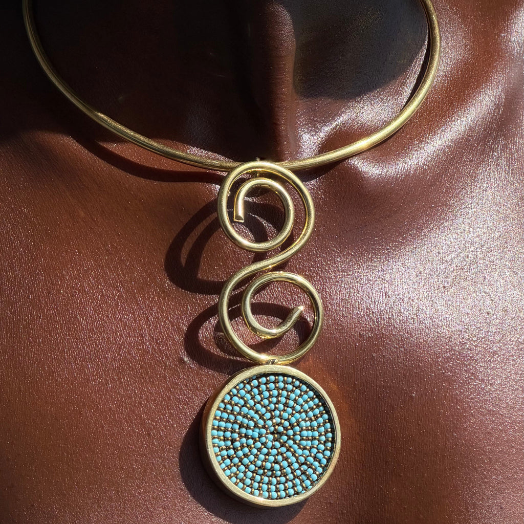 Sapphire bead Neck cuff