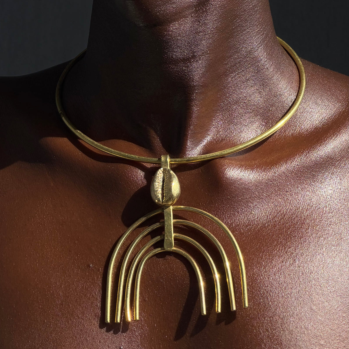 Brass Cowry neck cuff