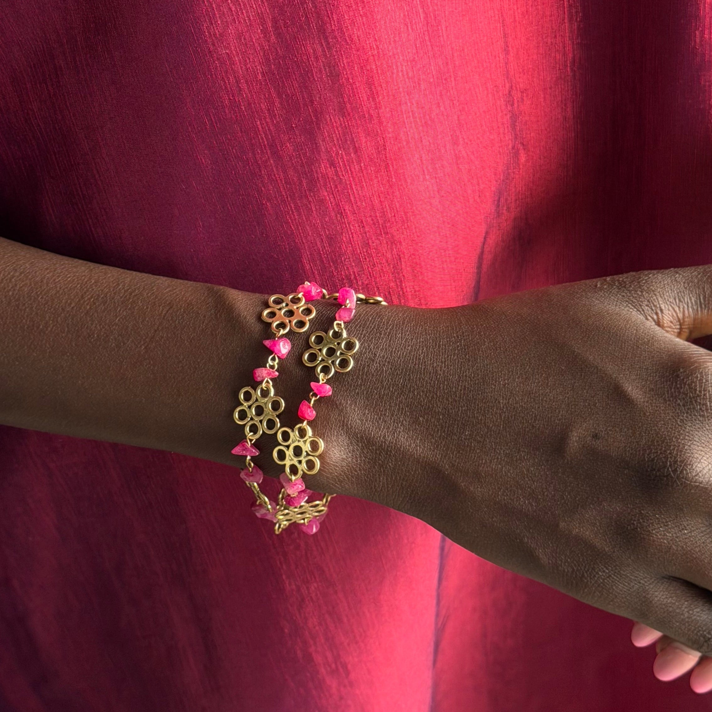 Pink Tourmaline Stone Bracelet