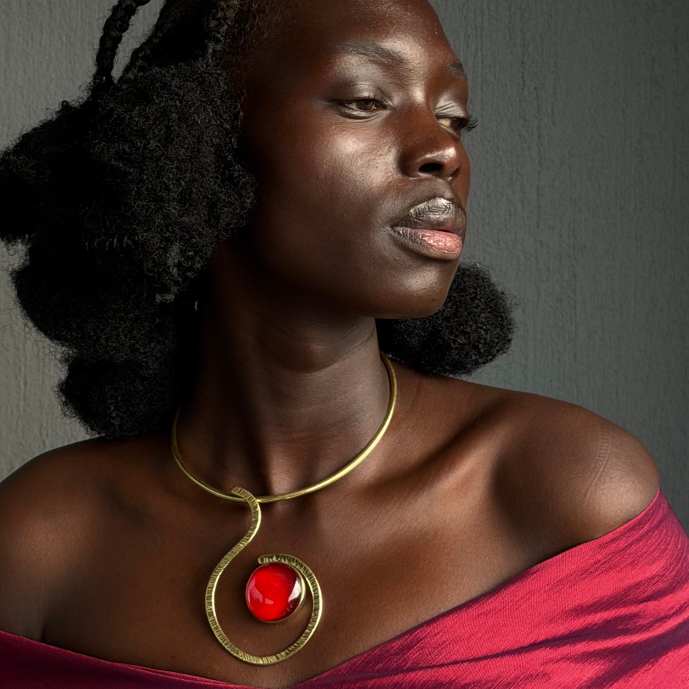 Ruby Glass Neck Cuff
